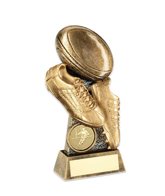 Rugby Star, Ball, and Boot Trophy