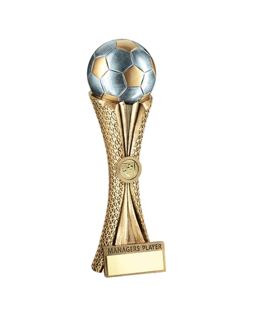 Crystal Effect Gold & Silver Footballer with Trophy