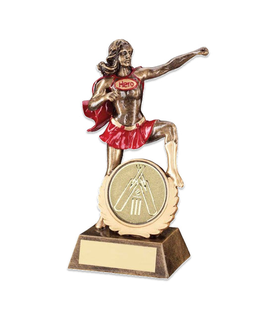 Crystal Effect Gold & Red Female Hero Trophy