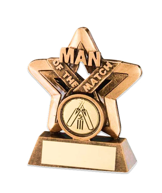 Crystal Effect Antique Gold "Man of the Match" Star Trophy
