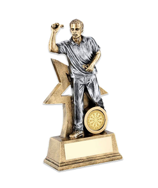 Crystal Effect Silver & Gold Dart Player Trophy