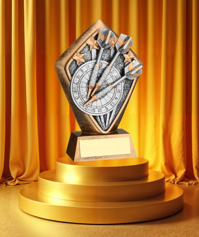 Crystal Effect Gold & Silver Diamond Darts Trophy