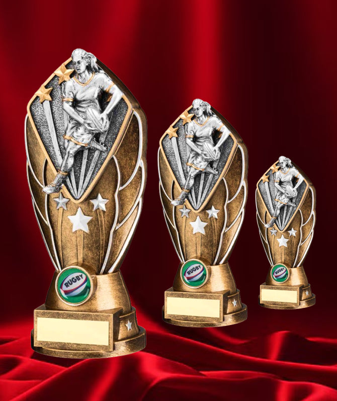 Female Rugby Player Victory Trophy