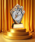 Crystal Effect Gold & Silver Diamond Darts Trophy