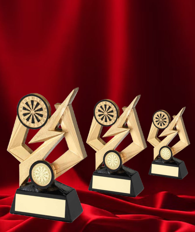 Crystal Effect Gold & Black Lightning Darts Trophy