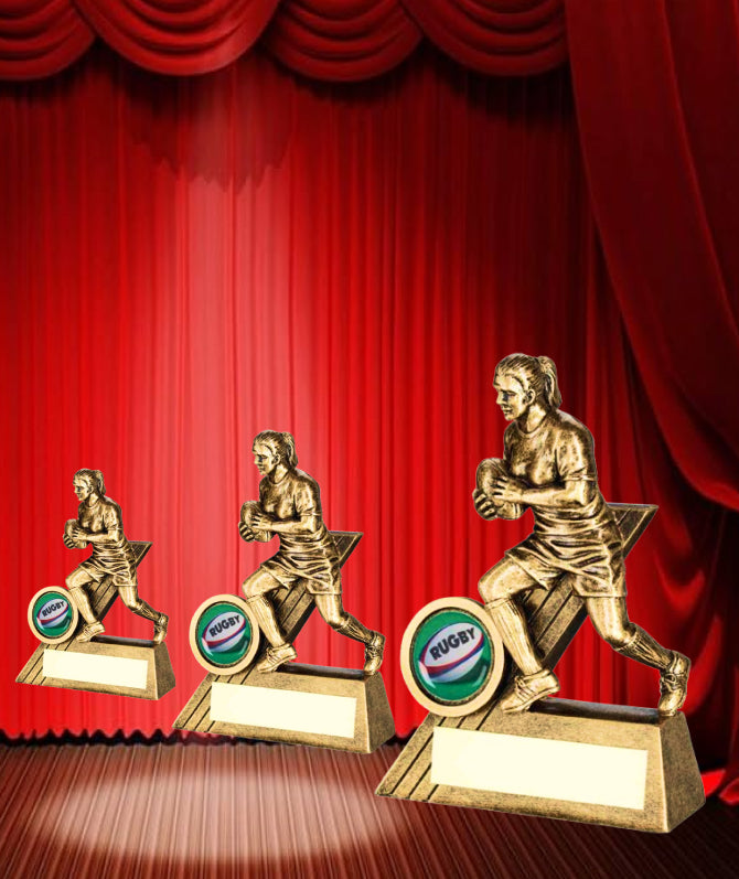 Male Rugby Player Victory Trophy.