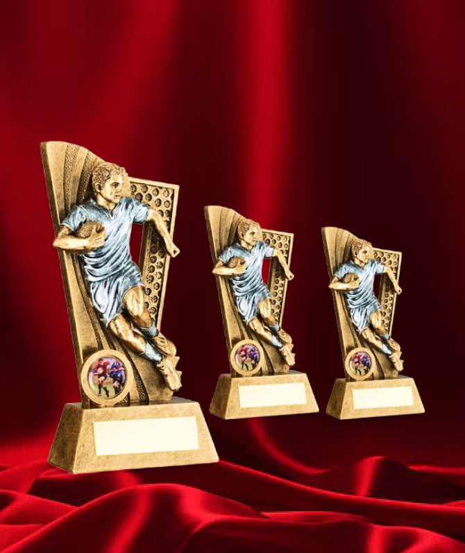 Male Rugby Player Victory Trophy.