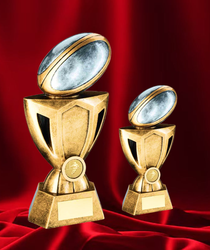 Rugby Goalpost and Ball Trophy