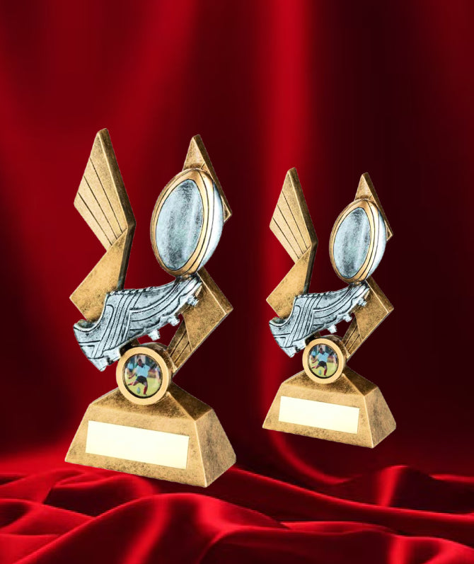 Rugby Boot and Ball Award in octagonal frame