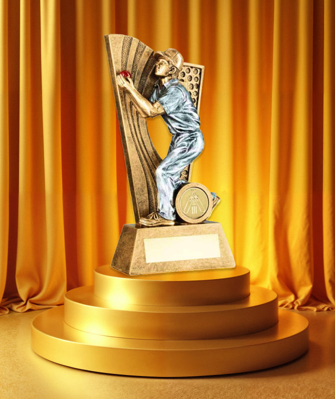 Crystal Effect Silver & Gold Cricket Catching Trophy