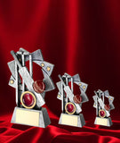 Crystal Effect Silver & Gold Bat & Ball Starburst Trophy