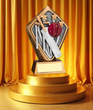 Crystal Effect Silver & Gold Diamond Cricket All-Rounder Trophy
