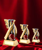 Crystal Effect Antique Gold Bat, Ball & Stumps Trophy