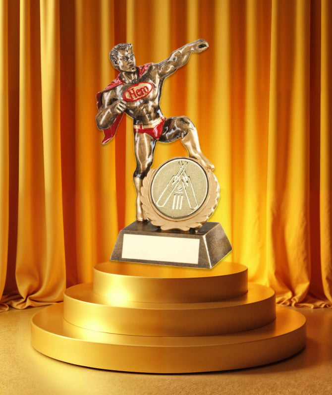 Crystal Effect Gold & Red Male Hero Trophy