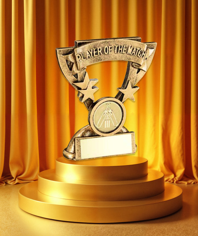 Crystal Effect Antique Gold "Player of the Match" Cup Trophy