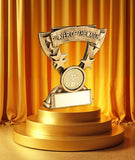 Crystal Effect Antique Gold "Player of the Match" Cup Trophy