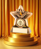 Crystal Effect Antique Gold "Man of the Match" Star Trophy