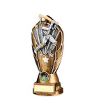 Crystal Effect Silver & Gold Winged Cricket Batting Trophy