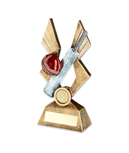 Crystal Effect Silver & Gold Cricket Bat & Ball Trophy