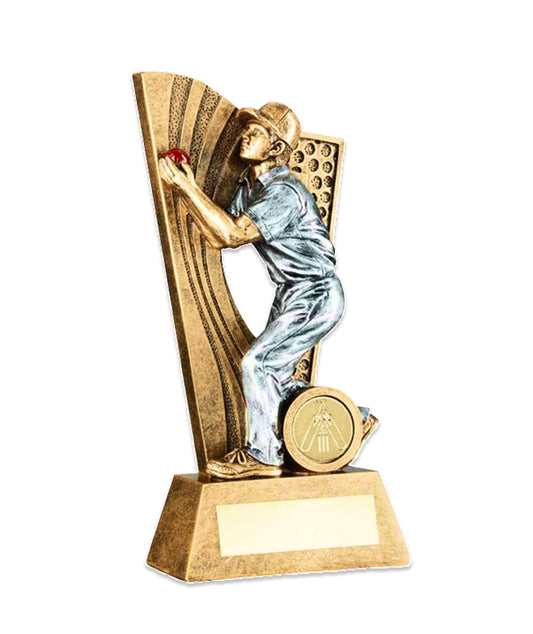 Crystal Effect Silver & Gold Cricket Catching Trophy
