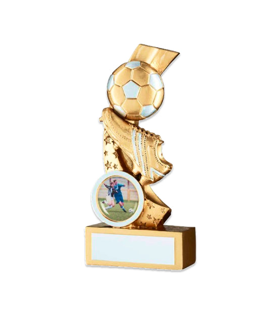Crystal Effect Silver & Gold Football Starburst Trophy