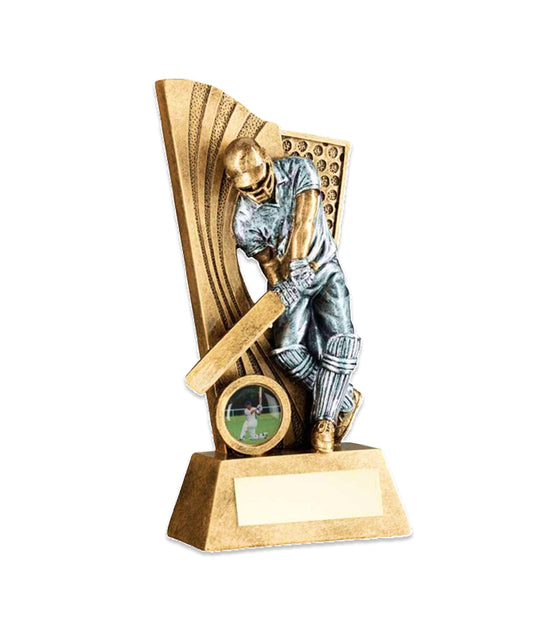 Crystal Effect Silver & Gold Cricket Batting Trophy