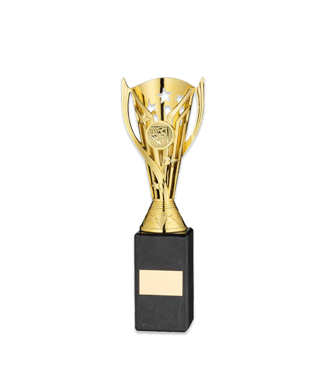 Crystal Effect Gold & Black Female Footballer Trophy