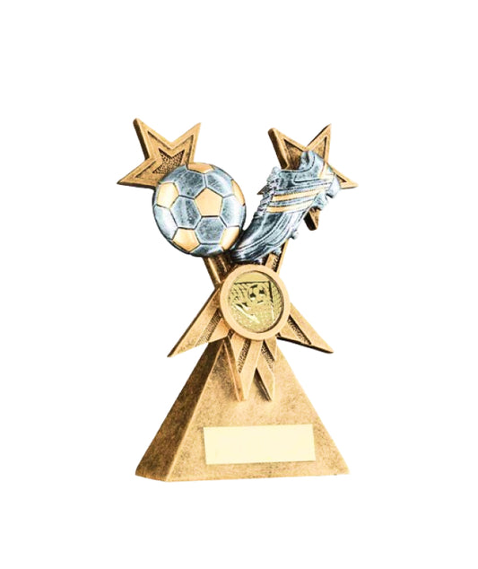 Crystal Effect Gold & Silver Footballer on Pillar Trophy
