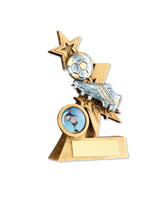 Crystal Effect Gold & Silver Dynamic Football Trophy