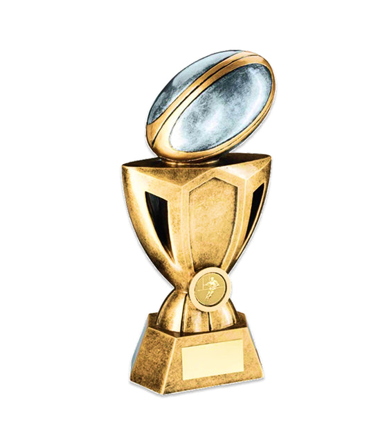 Rugby Goalpost and Ball Trophy