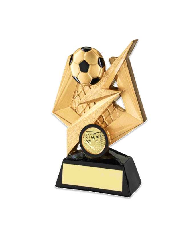 Gold-Toned Resin Lightning Bolt Soccer Trophy
