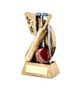 Crystal Effect Antique Gold Bat, Ball & Stumps Trophy