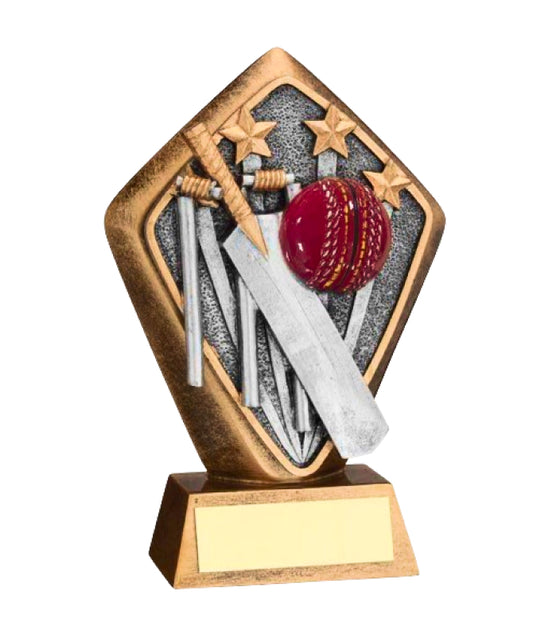 Crystal Effect Silver & Gold Diamond Cricket All-Rounder Trophy