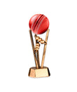Crystal Effect Gold & Silver Cricket Ball & Wicket Trophy
