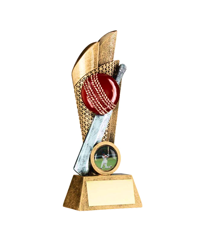 Crystal Effect Gold & Silver Dynamic Cricket Bat & Ball Trophy