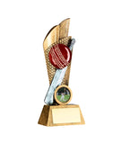 Crystal Effect Gold & Silver Dynamic Cricket Bat & Ball Trophy