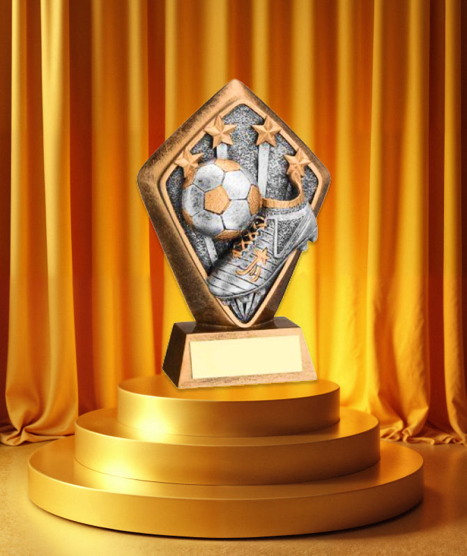 Crystal Effect Gold & Silver Football Player on Column Trophy