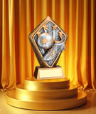 Crystal Effect Gold & Silver Football Player on Column Trophy