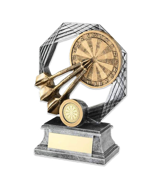 Crystal Effect Silver & Gold Star Darts Trophy