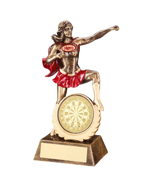 Crystal Effect Gold & Red Female "Hero" Darts Trophy