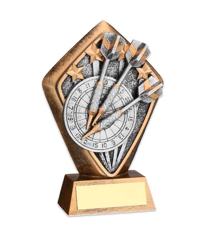 Crystal Effect Gold & Silver Diamond Darts Trophy