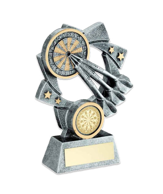Crystal Effect Silver & Gold Darts Swirl Trophy