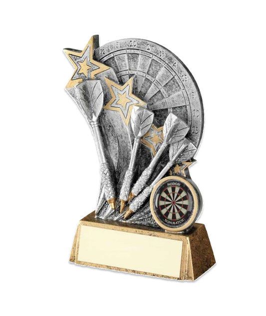 Crystal Effect Silver & Gold Dart and Star Trophy