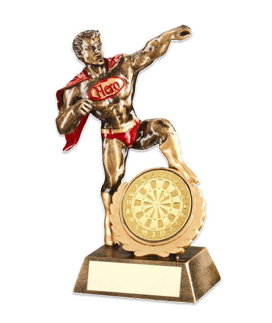 Crystal Effect Gold & Red Male "Hero" Darts Trophy