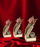 Crystal Effect Antique Gold Bat & Ball Trophy