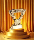 Crystal Effect Silver & Gold Football Crest Trophy