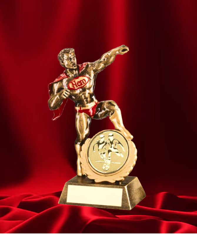 Crystal Effect Gold & Black Footballer with Star Trophy