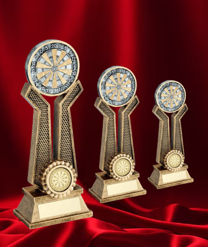 Crystal Effect Antique Gold Dartboard Trophy