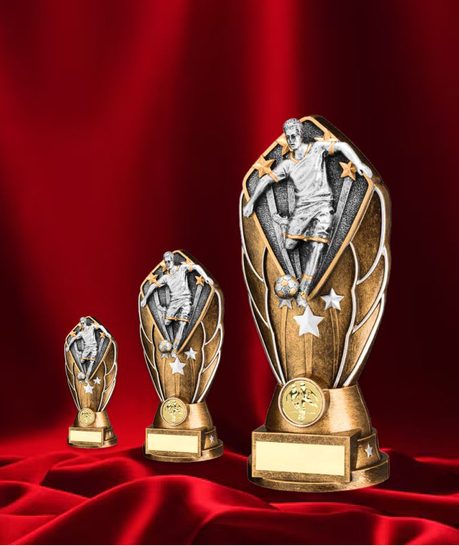 Crystal Effect Silver & Gold "Top Goalscorer" Shield Trophy