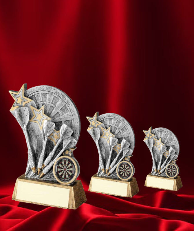 Crystal Effect Silver & Gold Dart and Star Trophy